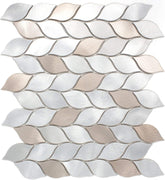 Luxury Silver & Bronze Leaf Metal Mosaic Tile - Aluminum Backsplash for Kitchen & Bathroom Walls (1 Sheet)